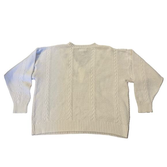 Vintage 62 East Floral Embroidered Cable Knit Sweater Made in Korea Ivory Size L - Picture 3 of 6